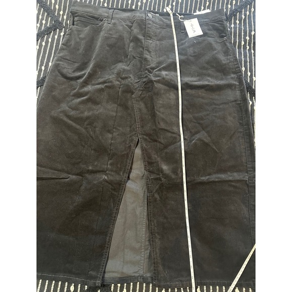 Jessica Simpson Black Corduroy Midi Skirt Plus Size 22W Front Slit Button Fly - Picture 6 of 6